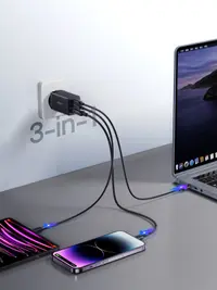 Joyroom - 65W GaN Ultra 2C1A fast charger + 100W USB-C to USB-C cable (1.2m), black (EU) (TCG01) – Bild 5
