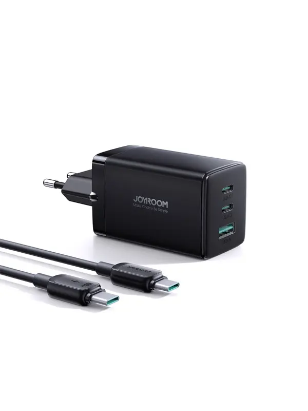 Joyroom - 65W GaN Ultra 2C1A fast charger + 100W USB-C to USB-C cable (1.2m), black (EU) (TCG01)