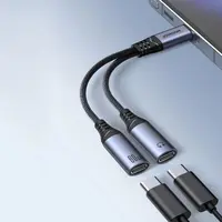 Joyroom - SY-C03 2-in-1 Audio Adapter (Type-C zu 2x Type-C), 60W, Schwarz – Bild 2