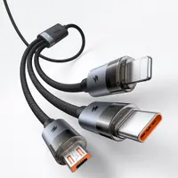 McDodo - 3-in-1 cable, transparent, USB-A to C + Lightning + Micro-USB, 1.2 m, black – Bild 4