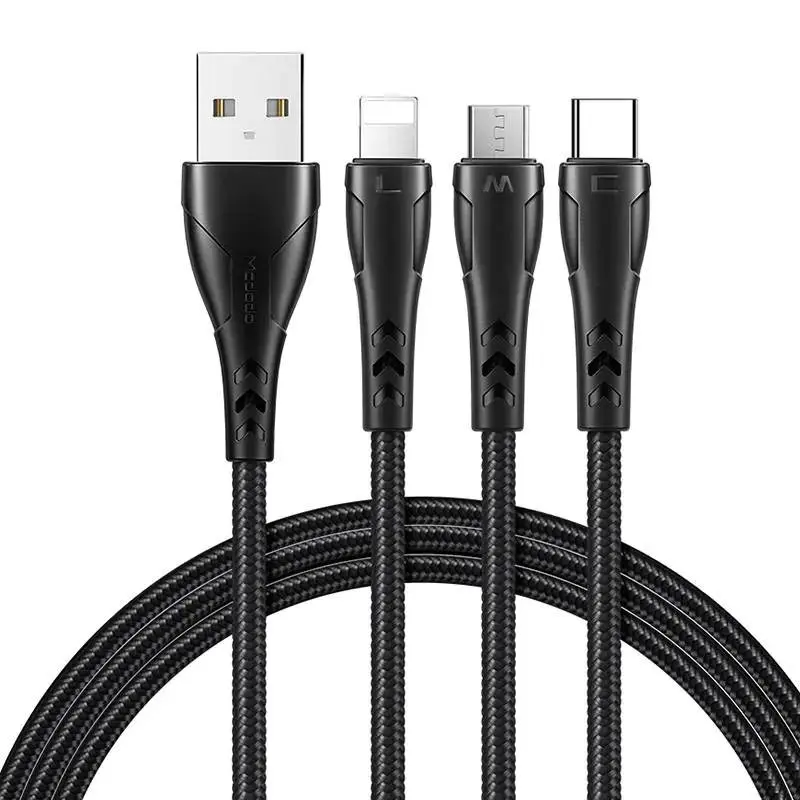 McDodo - 3-in-1 Data Cable, USB-A to Lightning / USB-C / Micro-USB, 1.2m, Schwarz