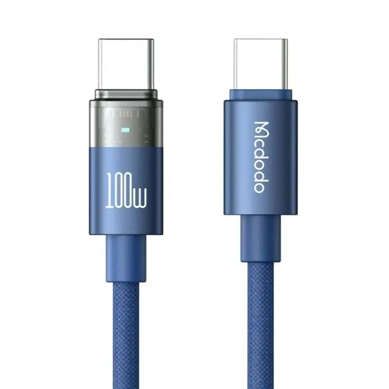McDodo - Cab Luma, cavo da USB-C a USB-C da 100W con indicatore LED da 1,2 m, blu