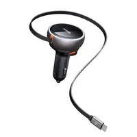 McDodo - Caricabatterie da auto FreeGo 80W con cavo retrattile, nero – Bild 1