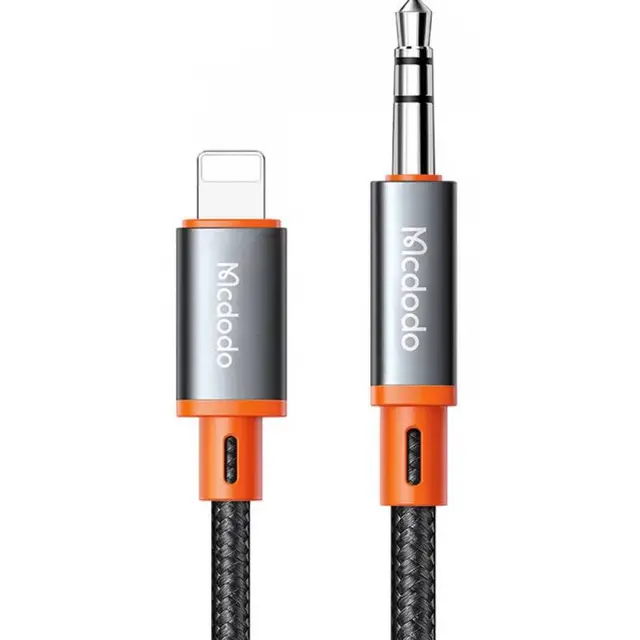 McDodo - Cavo a spirale da Lightning a AUX maschio da 3,5 mm, 60W. 1,8 m, nero