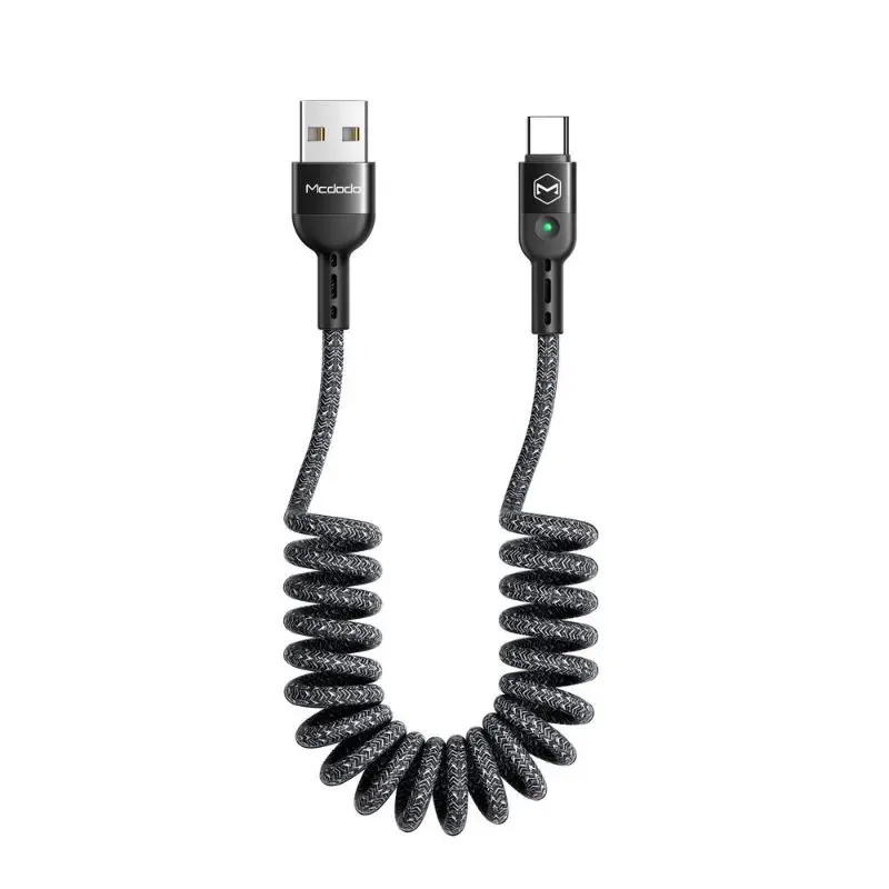 McDodo - Cavo a spirale da USB-A a USB-C da 1,8 m, nero