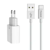 Mcdodo - Dual USB Output Travel Charger Set (2x USB-A + USB-A to USB-C Cable), Weiss – Bild 1
