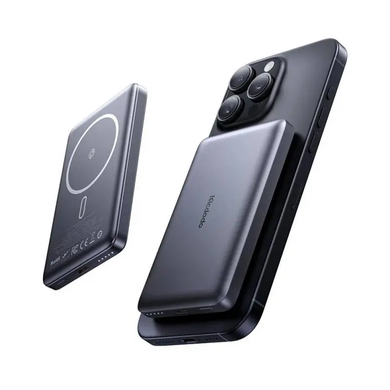 Mcdodo Meta 20 W, batterie externe magnétique ultra-fine de 10 000 mAh, noire
