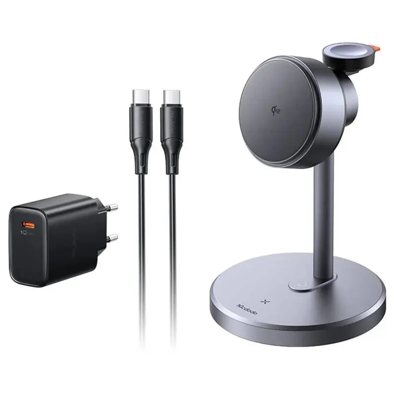 McDodo - Station de recharge magnétique sans fil 3in1 15W MagQ Stand, noir