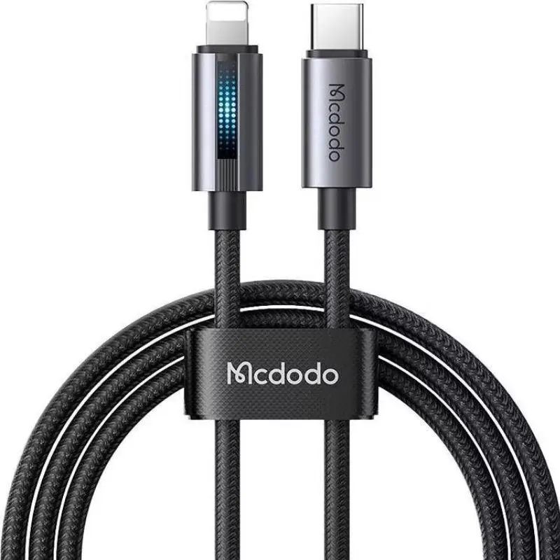McDodo -USB-C to Lightning charging cable with charging light, 1.2m, black