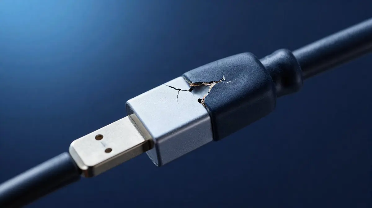 Ladekabel mit geknickter Stelle direkt hinter dem Stecker