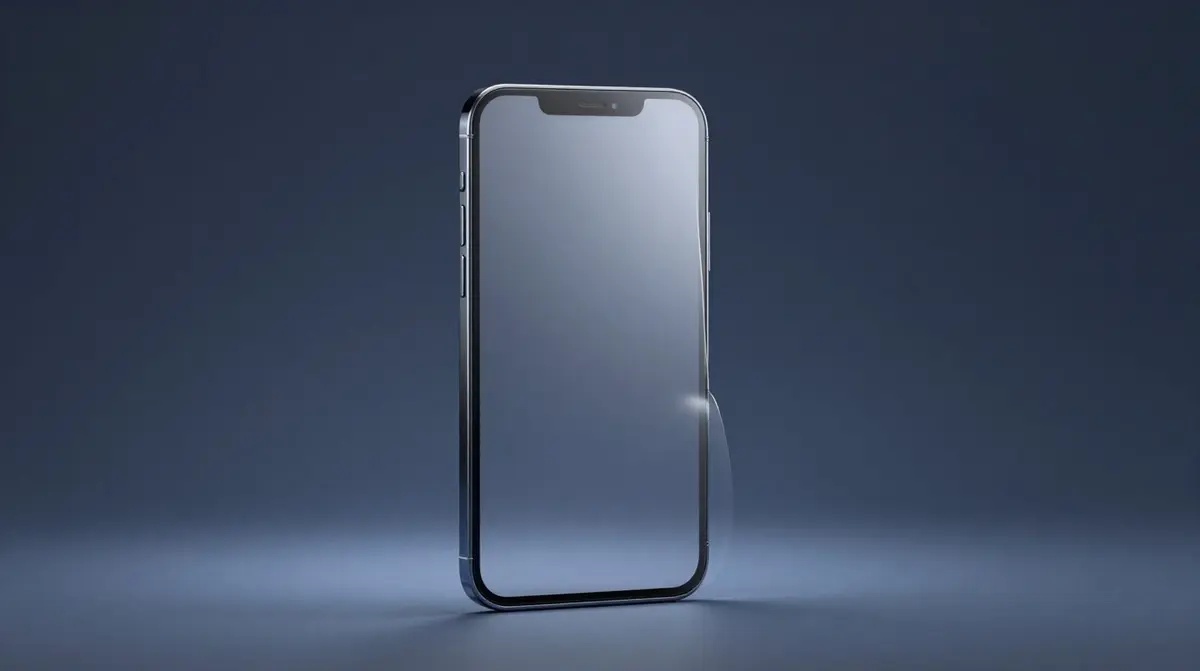 iPhone-Display mit aufgelegtem Panzerglas neben einer dünnen Schutzfolie