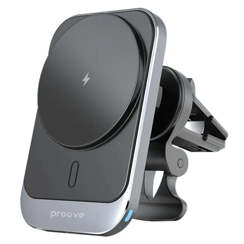 Proove - Supporto magnetico quadrato Pro per auto con caricatore wireless, nero