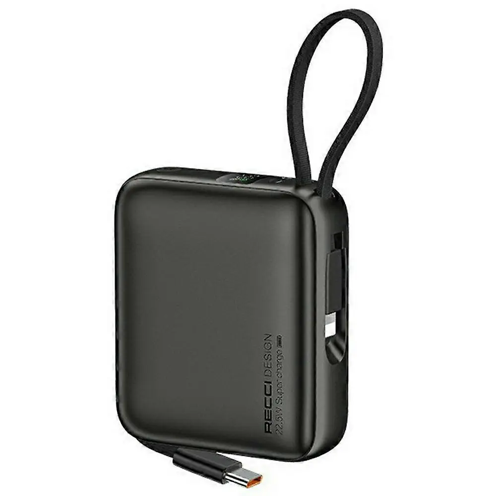 Recci RPB-P62 10000mAh Power Bank, 22.5W Fast Charging, USB-C, Black