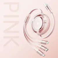 Rock L10 Honeycomb 3in1 data cable - Micro-USB, USB-C, Lightning, Pink – Bild 2