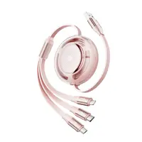 Rock L10 Honeycomb 3in1 data cable - Micro-USB, USB-C, Lightning, Pink – Bild 1
