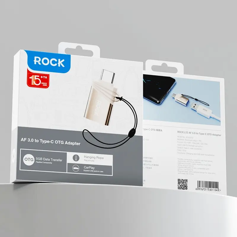 Rock - L12 USB-A 3.0 zu Type-C OTG Adapter, Gold