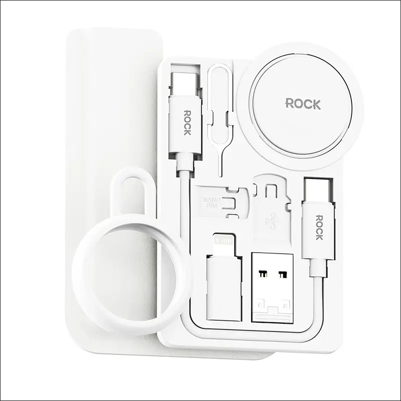 ROCK - L14 Multifunctional charging cable set with storage box, white, travel set