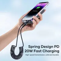 ROCK PD 20W USB-C to Lightning spring cable - fast charging & data cable, nylon, black – Bild 5
