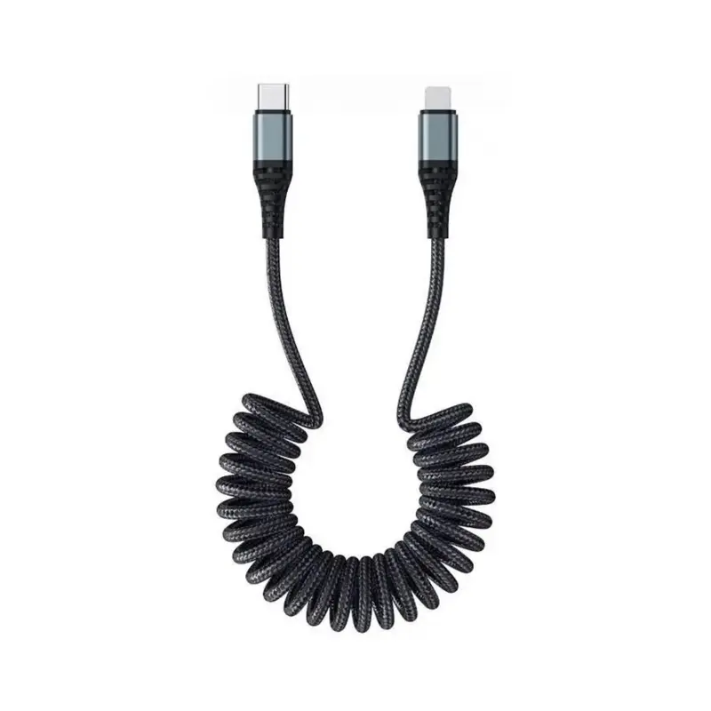 ROCK PD 20W USB-C zu Lightning Federkabel - Schnelllade- & Datenkabel, Nylon, schwarz