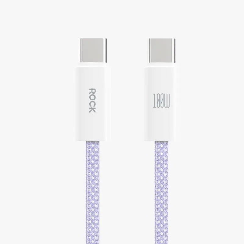 ROCK Rainbow Series C TO C 100W Fast Charging Data Cable 1.2M Violet