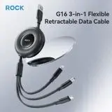Rock - Rock G16 3-in-1 Flexible Retractable Data Cable, Multicâble, Noir – Bild 3