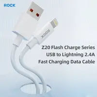 ROCK Z20 USB-A to Lightning cable 100 cm - 2.4A fast charging & data cable, white, woven – Bild 5