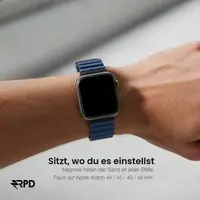 RPD Aurum Bracelet Cuir Magnétique Premium pour Apple Watch 44/45/46/49mm - Bleu Minuit – Bild 4