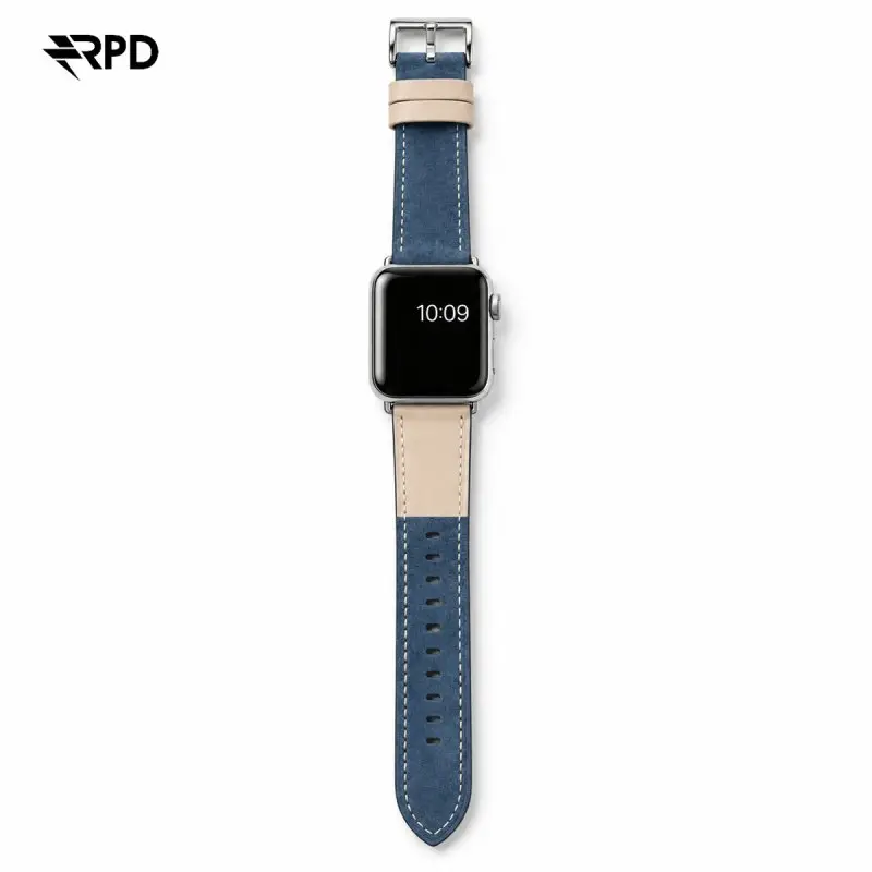 RPD Briar Bracelet Daim Premium pour Apple Watch 44/45/46/49mm - Marine/Crème