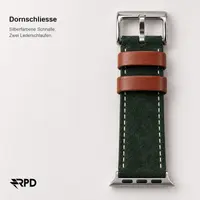 RPD Briar Cinturino Camoscio Premium per Apple Watch 44/45/46/49mm - Verde Foresta/Cognac – Bild 5