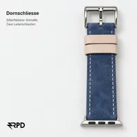 RPD Briar Wildleder Armband Premium für Apple Watch 44/45/46/49mm - Marine/Crème – Bild 5