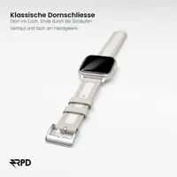 RPD Lithe Lederarmband Schmal Klassisch für Apple Watch 44/45/46/49mm - Weiss – Bild 3