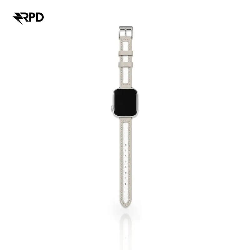 RPD Lithe Lederarmband Schmal Klassisch für Apple Watch 44/45/46/49mm - Weiss