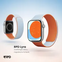 RPD Lyra Silicone Strap Magnetic Two-Tone for Apple Watch 44/45/46/49mm - Misty Blue/Orange – Bild 5