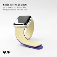 RPD Lyra Silikonarmband Magnet Zweifarbig für Apple Watch 38/40/41/42mm - Lila/Gelb – Bild 3