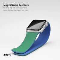 RPD Lyra Silikonarmband Magnet Zweifarbig für Apple Watch 44/45/46/49mm - Blau/Grün – Bild 3
