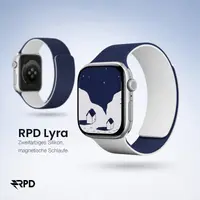 RPD Lyra Silikonarmband Magnet Zweifarbig für Apple Watch 44/45/46/49mm - Marine/Weiss – Bild 5