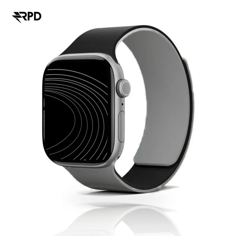 RPD Lyra Silikonarmband Magnet Zweifarbig für Apple Watch 44/45/46/49mm - Schwarz/Grau
