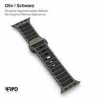 RPD Obsidian Bracelet Silicone Magnétique Sport pour Apple Watch 44/45/46/49mm - Olive/Noir – Bild 3