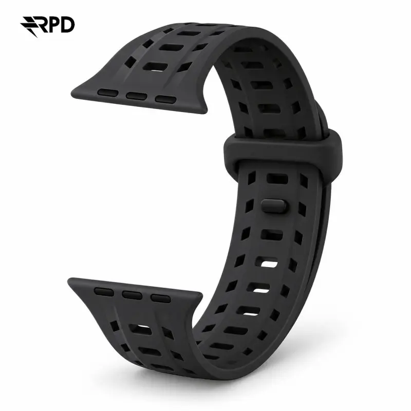 RPD Obsidian Silicone Strap Magnetic Sport for Apple Watch 44/45/46/49mm - Black