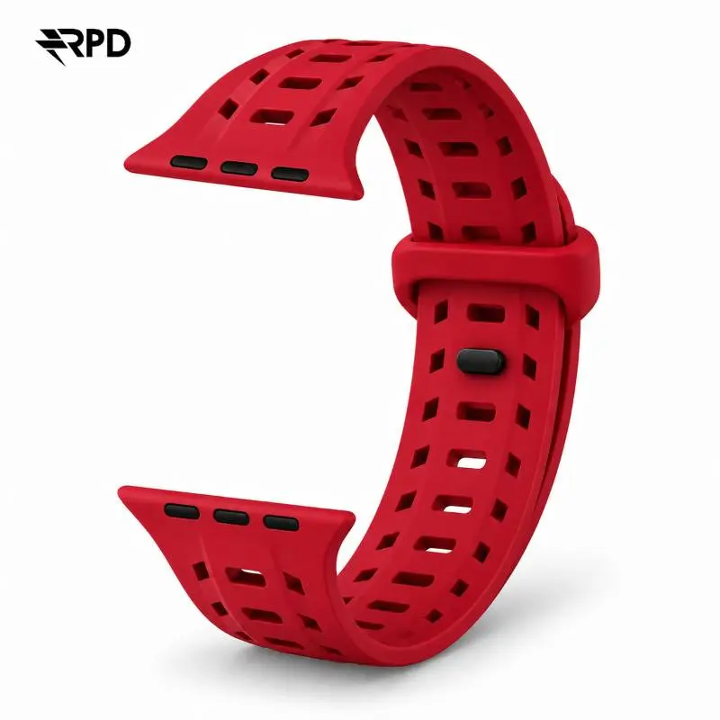 RPD Obsidian Silikonarmband Magnet Sport für Apple Watch 44/45/46/49mm - Bordeaux/Schwarz