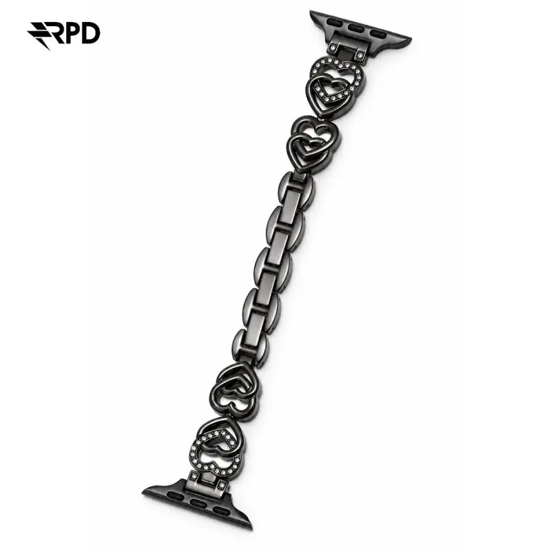 RPD Solène Gliederarmband Herz Design Damen für Apple Watch 44/45/46/49mm - Schwarz