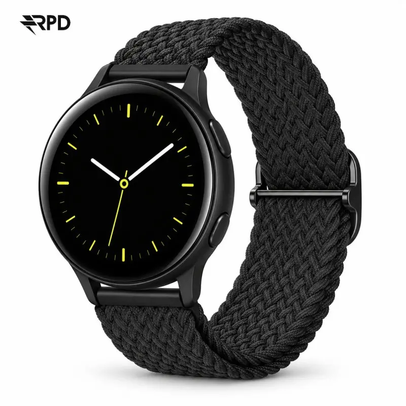RPD Veloce Sport Strap Nylon Braided Slide Buckle for Samsung Galaxy 20mm - Black