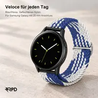 RPD Veloce Sport Strap Nylon Braided Slide Buckle for Samsung Galaxy 20mm - Z-Pattern Blue/White – Bild 5