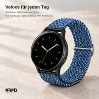 RPD Veloce Sport Strap Nylon Braided Slide Buckle for Samsung Galaxy 22mm - Metallic Blue – Bild 5