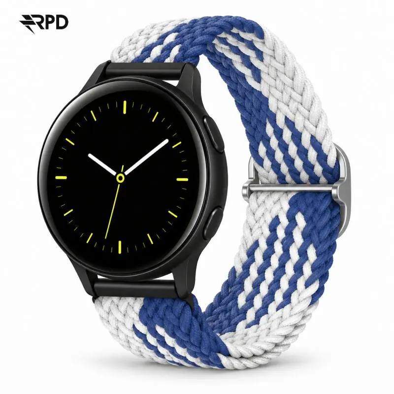 RPD Veloce Sport Strap Nylon Braided Slide Buckle for Samsung Galaxy 22mm - Z-Pattern Blue/White