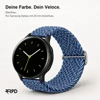 RPD Veloce Sportarmband Nylon Geflochten Schiebeschnalle für Samsung Galaxy 20mm - Stahlblau – Bild 3
