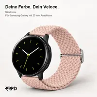 RPD Veloce Sportarmband Nylon Geflochten Schiebeschnalle für Samsung Galaxy 20mm - Sandrosa – Bild 3
