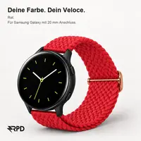 RPD Veloce Sportarmband Nylon Geflochten Schiebeschnalle für Samsung Galaxy 20mm - Rot – Bild 3