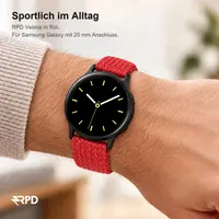 RPD Veloce Sportarmband Nylon Geflochten Schiebeschnalle für Samsung Galaxy 20mm - Rot – Bild 4