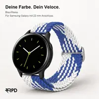RPD Veloce Sportarmband Nylon Geflochten Schiebeschnalle für Samsung Galaxy 22mm - Blau/Weiss – Bild 3